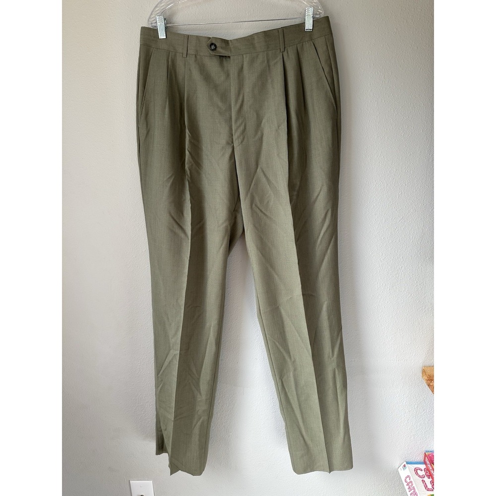 Ballin Classic Manchester‎ 100% Wool Tan Dress Pants Men's Size 37x37 Unhemmed